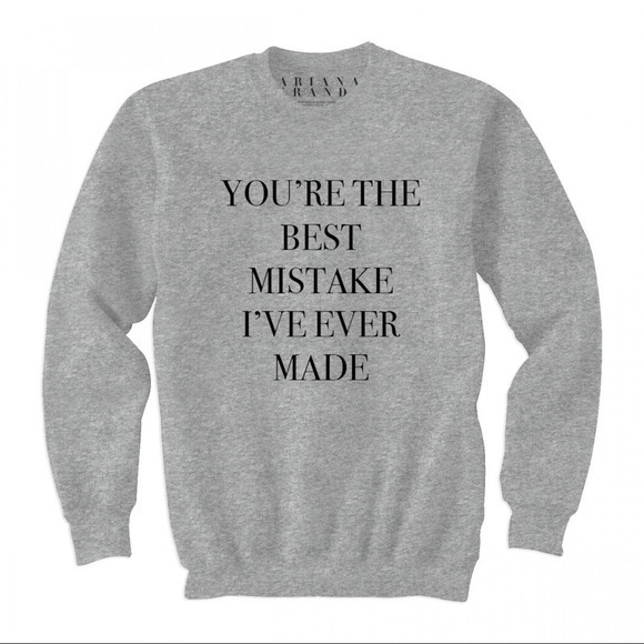Ariana Grande Merch Best Mistake Gray Crewneck Sweatershirt - Picture 2 of 4